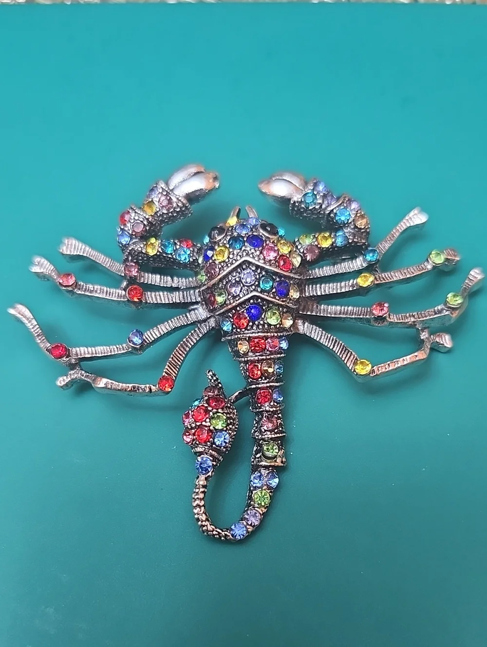 Multicolor Crystal Scorpion Pin Brooch